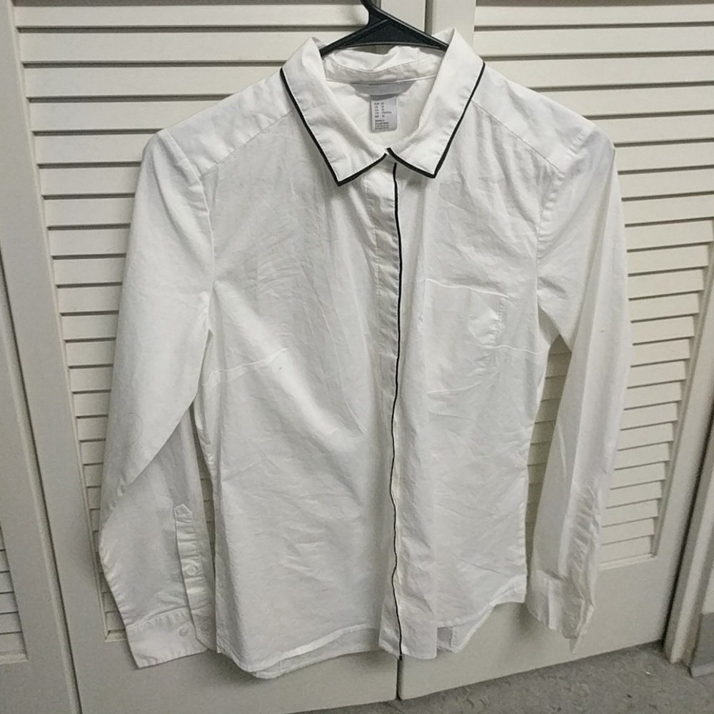 White button up shirt with black accents